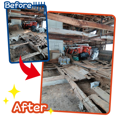 作業実績 - 倉庫床板及び床下材の解体作業